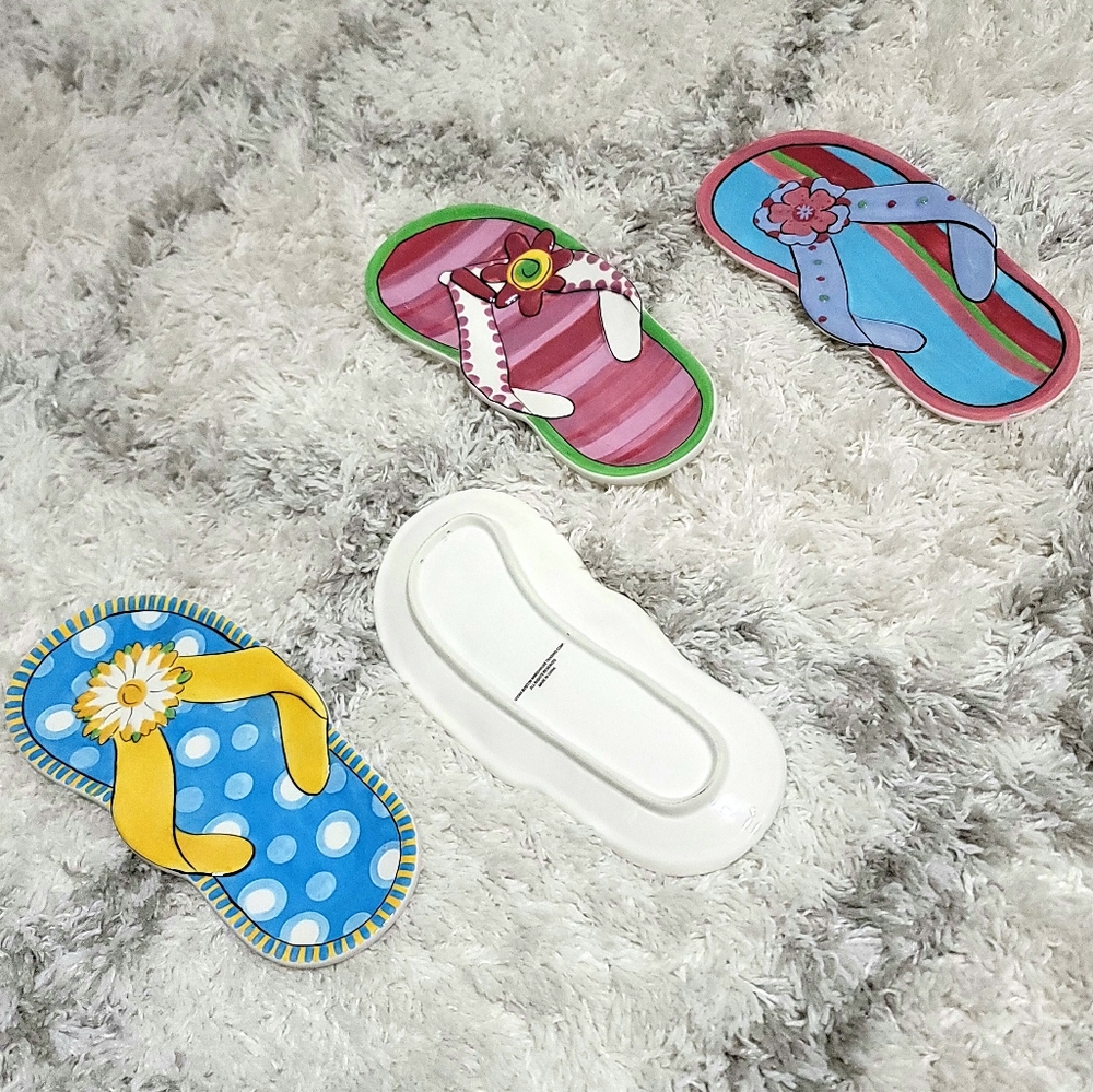 Ceramic Flip-Flop Multi-Colored Snack Dishes (4 in set)
